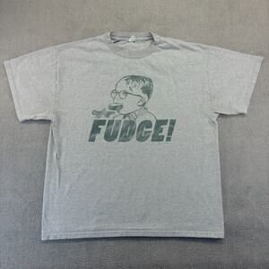 A Christmas Story T-Shirt Mens Large Gray Short Sleeve "FUDGE!" Funny Tee Delta